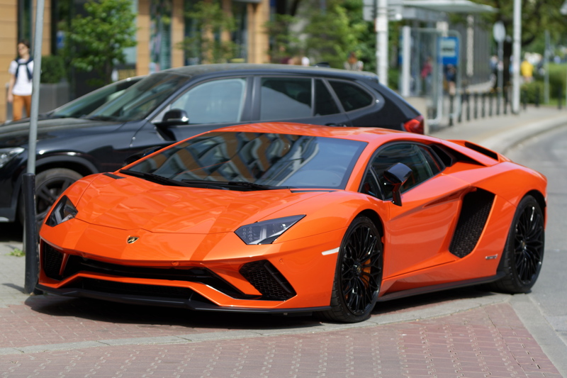 Parked red racing car